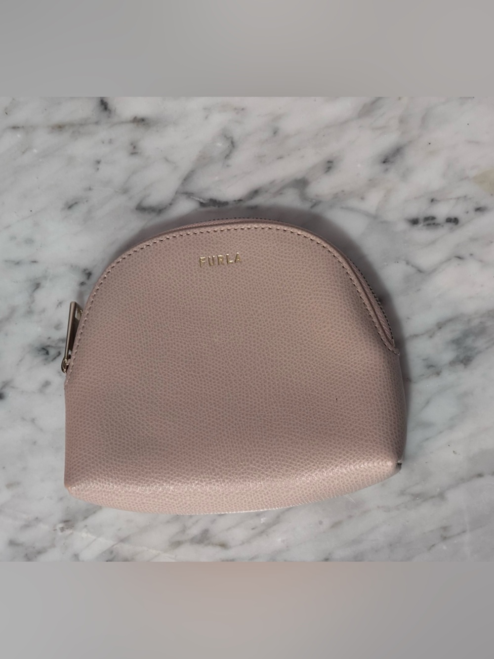 Furla Pale Pink Textured Leather Pouch